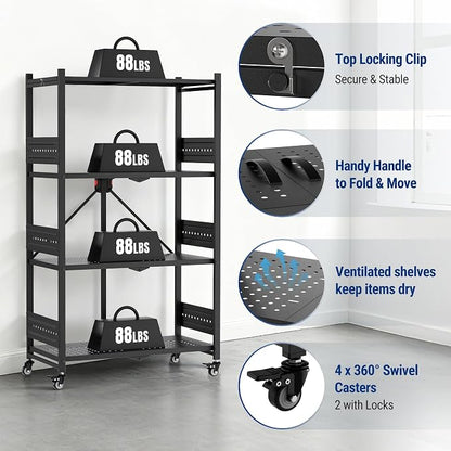 WORKPRO 4-Tier Folding Shelf, No-Assembly Metal Storage Rack - Image 7