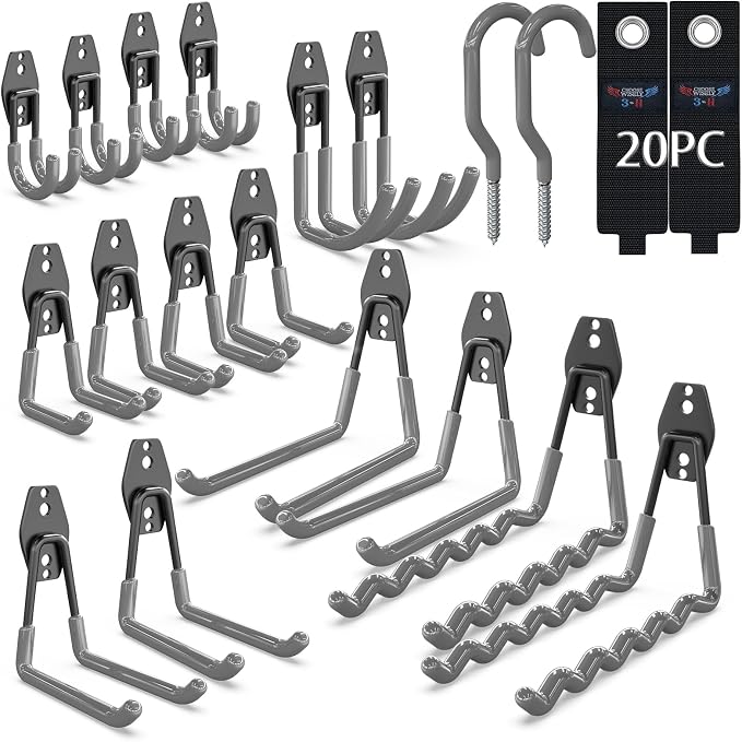 3-H Garage Wall Hooks 20 Pack, Garage Hooks Heavy Duty by 3-H