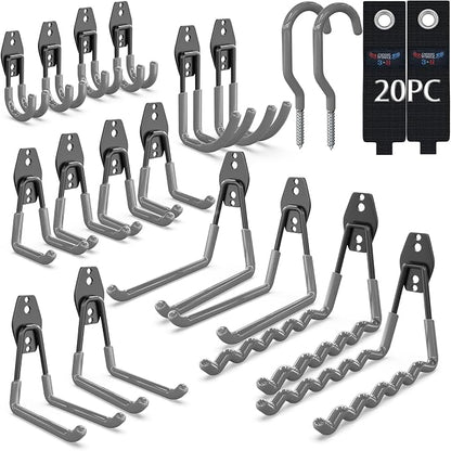 3-H Garage Wall Hooks 20 Pack, Garage Hooks Heavy Duty by 3-H