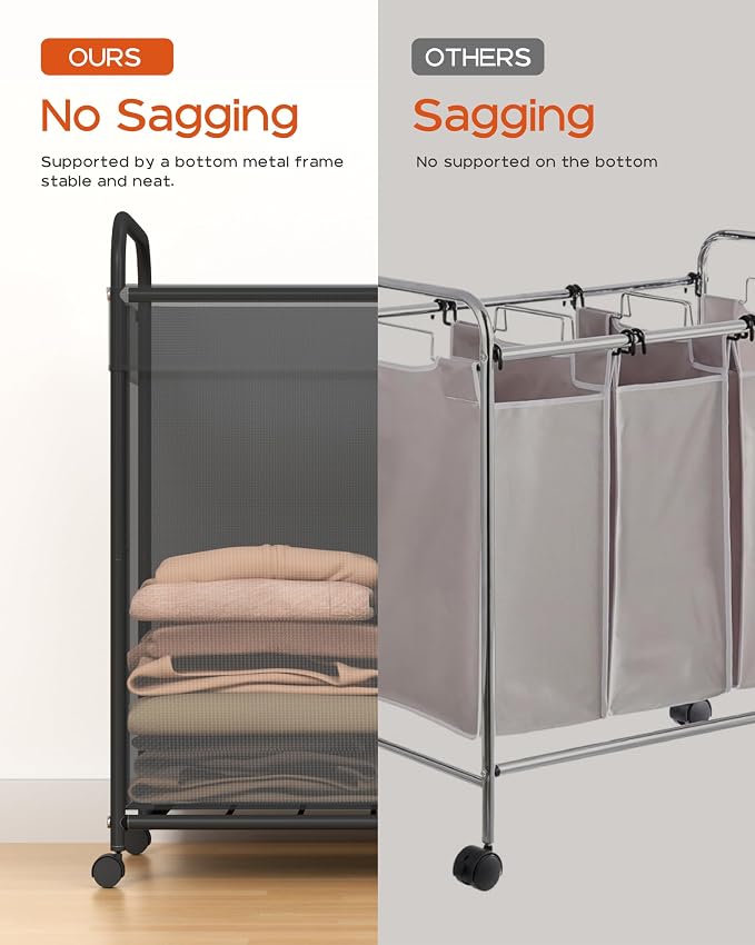 Laundry Basket with Wheels, Rolling Laundry Hamper, Laundry Sorter with - Image 9