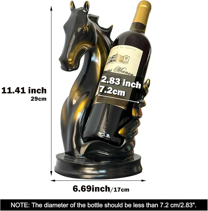 Wine Bottle Holder Wine Racks Tabletop Horse Statue as Home Kitchen Wine Cellar - Image 6