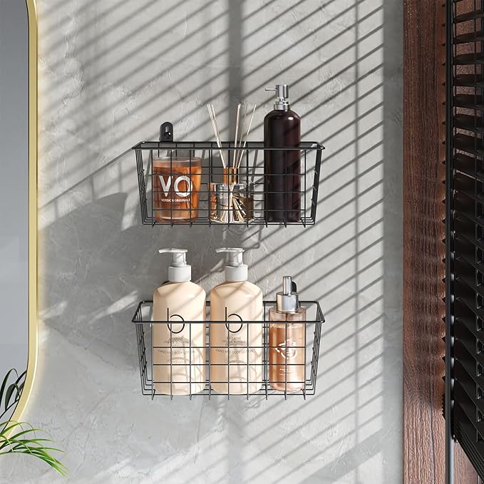 MaraFansie Hanging Kitchen Baskets Wire Storage Basket Adhesive and Screws - Image 3