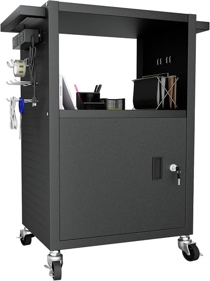 Mobile AV Cart with Push Handles, Heavy Duty Rolling Media Cart with Customized by GREHITK