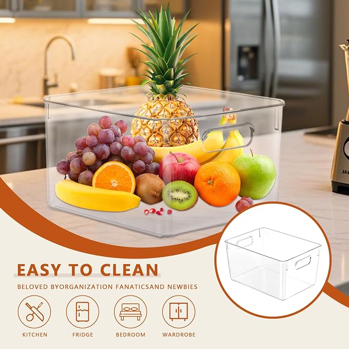 MOONEDGE Open Clear Plastic Storage Bins Stackable Organizer Containers - Image 6