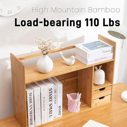 Bamboo Desktop Bookshelf 2-Tier Short Bookshelf - Image 4