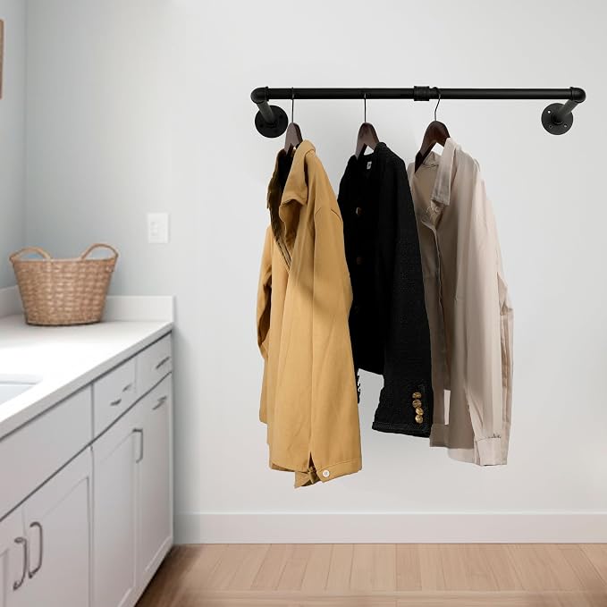 WEBI Clothing Rack Wall Mount, Heavy Duty Iron Garment Rack Bar, Retail Display - Image 6