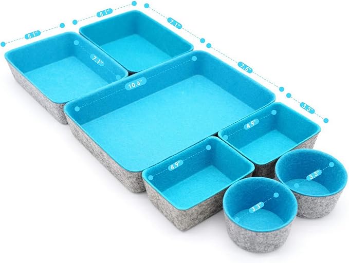 Welaxy Drawer organizers bins felt tray desk storage bins dividers small - Image 7