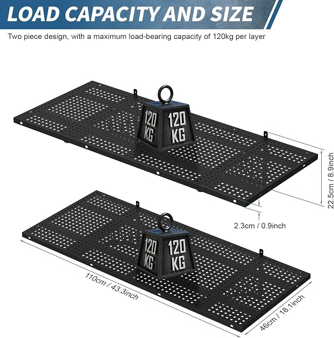 Garage Wall Shelving Heavy Duty, 43.3" Floating Shelves 264lbs Capacity - Image 2