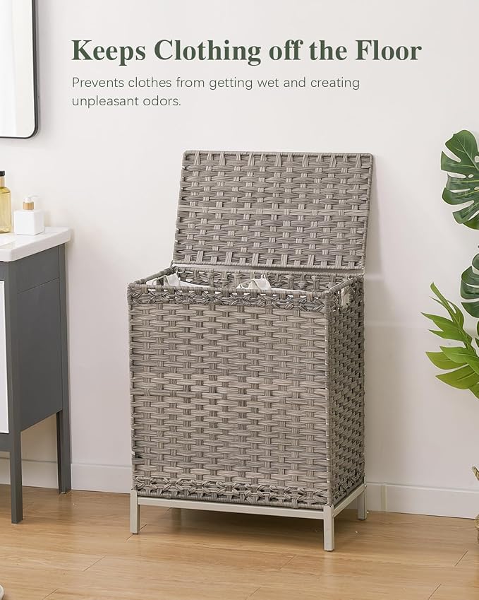 SETVSON Laundry Hamper with Lid, 112 L Handwoven Rattan Wicker Laundry Basket - Image 2