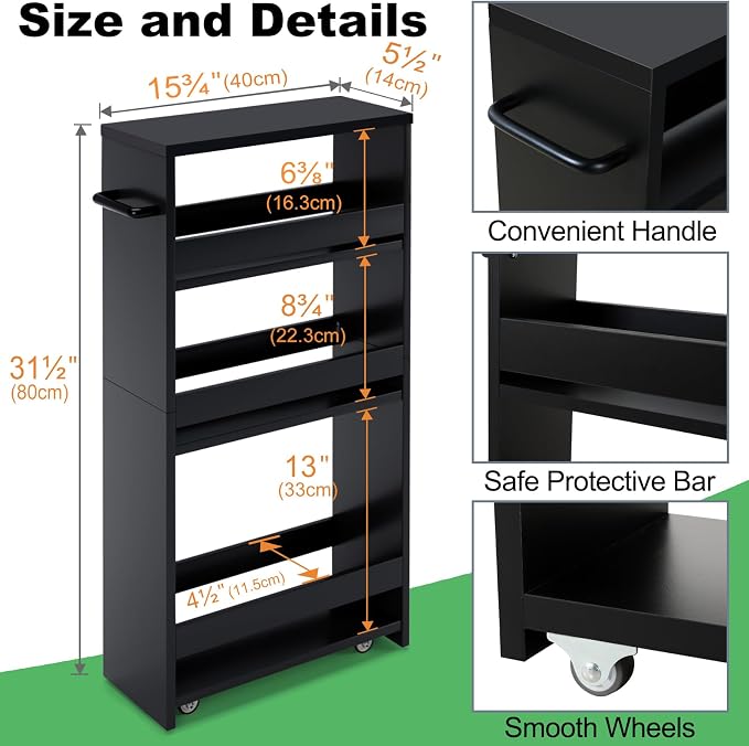 MARTY Slim Rolling Storage Cart 4-Tier Kitchen Cart - Image 6