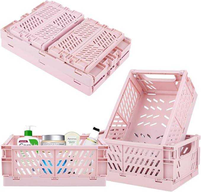 Plastic Baskets for Desk Organizing, Drawer Organizer, 2 Medium+2 Small Durable by Weraher