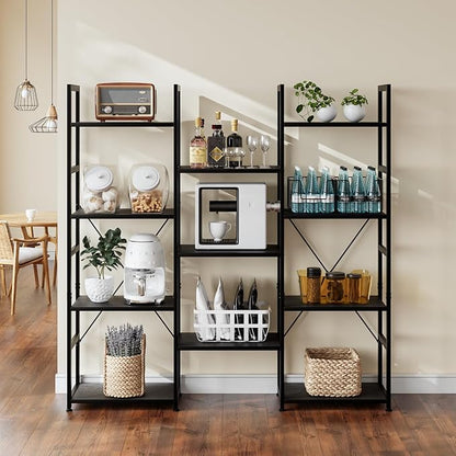 NUMENN Triple Column 4 Tier Bookshelf, Bookcase - Image 5