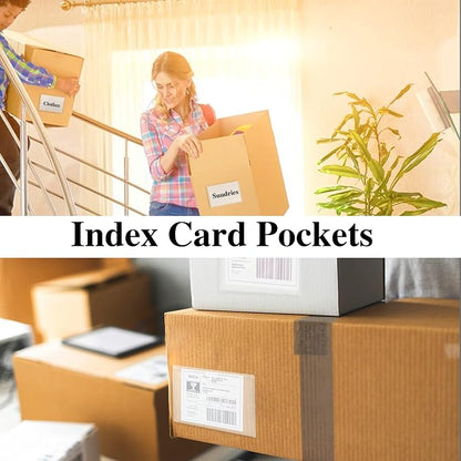 100 Pack Self-Adhesive 3" x 5" Index Card Pockets Clear Lables Holder | Pvc - Image 4