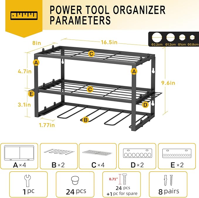 Spacecare Power Tool Organizer- Power Drill Tool Holder- Heavy Duty Tool Shelf - Image 2