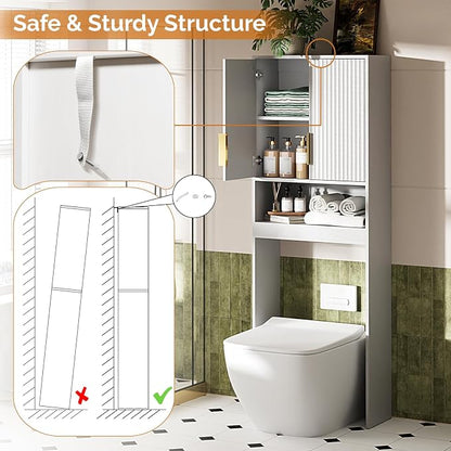 VINGLI Over The Toilet Storage Cabinet White, Modern Bathroom Organizer - Image 8