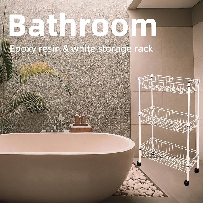 NSF white 3-layer storage rack, refrigerator crevice rack, washing machine - Image 4