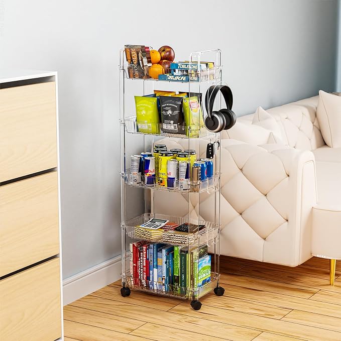 Clear 3 Tier Rolling Utility Cart - Image 2