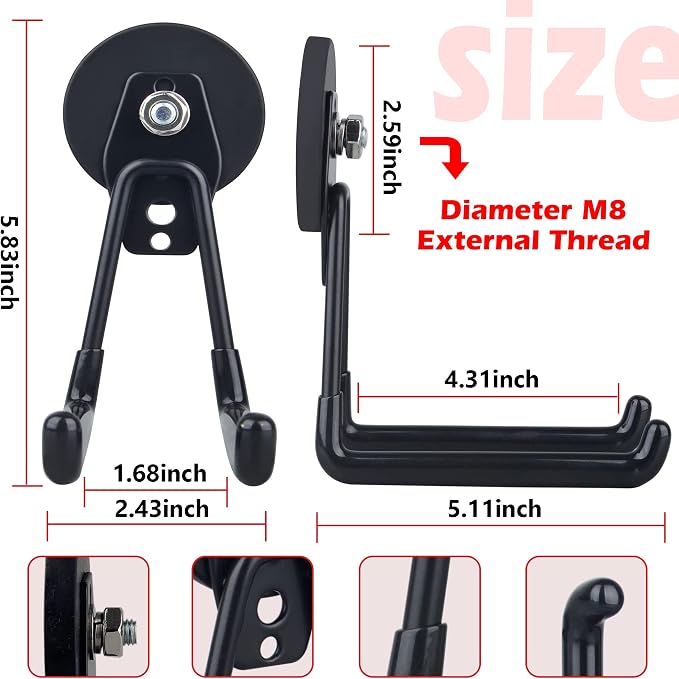 ULIBERMAGNET Magnetic Hooks, Heavy Duty Extra Large Hooks, Power Tool Organizer - Image 4