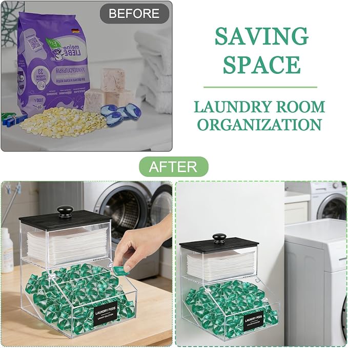 2 in 1 Dryer Sheet Holder & Laundry Pods Container, Laundry Detergent Organizer - Image 5