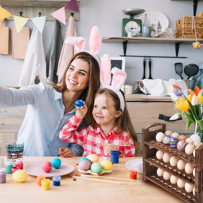 Wooden Egg Holder 3 Layer Fresh Egg Rack Holders Countertop Stackable Quail Egg - Image 7
