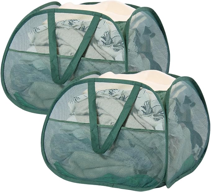 Collapsible Laundry Basket, 90L Mesh Pop-up Hamper by HEDONLEE