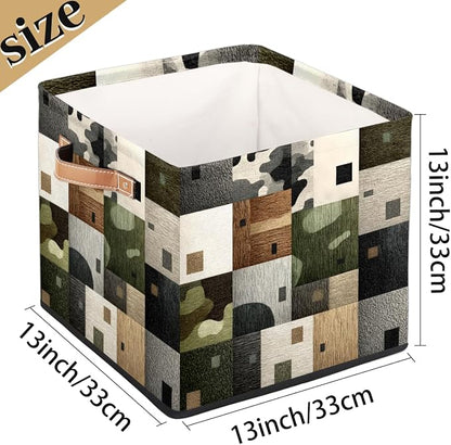 TropicalLife 13x13x13 Inch Large Fabric Storage Cube Geometric Pattern Foldable - Image 4