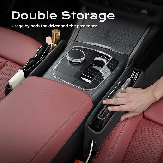 Coverado Universal Car Seat Gap Filler Organizer, Premium Suede Leather Car - Image 8