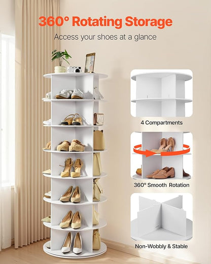 VEVOR 7 Tiers Rotating Shoe Rack Tower, 360° Spinning Shoe Rack, Revolving - Image 4