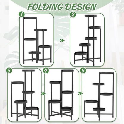 iDavosic.ly Plant Stand with Garden Tools, 5 Tier Corner Metal Flower Display - Image 5