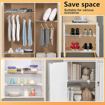 BAOYOUNI Closet Organizer Tension Shelf Expandable 15.75-23.62" Ivory | - Image 7