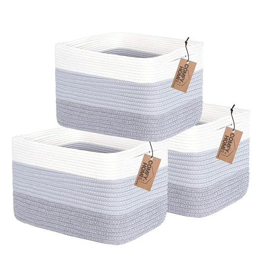 COMFY-HOMI 3PACK Cotton Rope Woven Basket by COMFY-HOMI