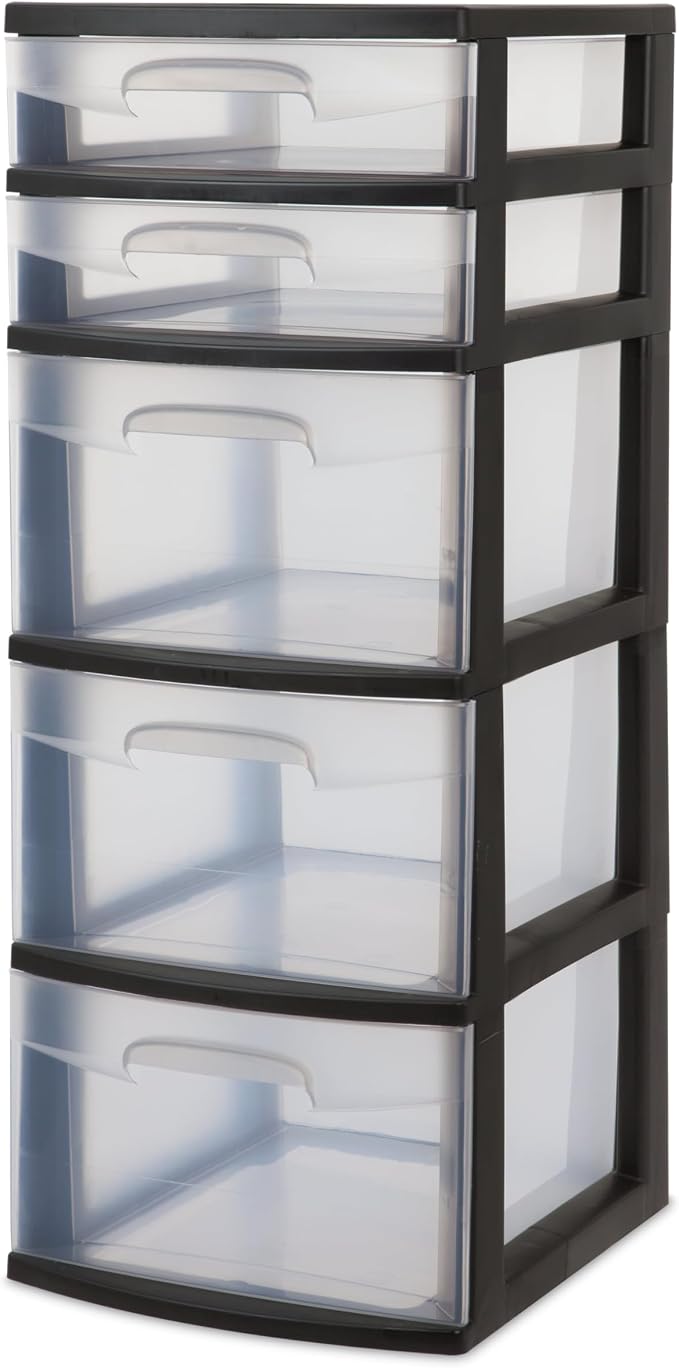 5-Tier Storage Drawer, with Both Shallow and Deep Clear Plastic Storage by Unknown