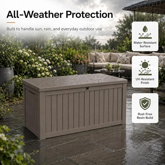 270 Gallon Extra Large Deck Box Outdoor, Resin Storage Box Outdoor Waterproof - Image 4
