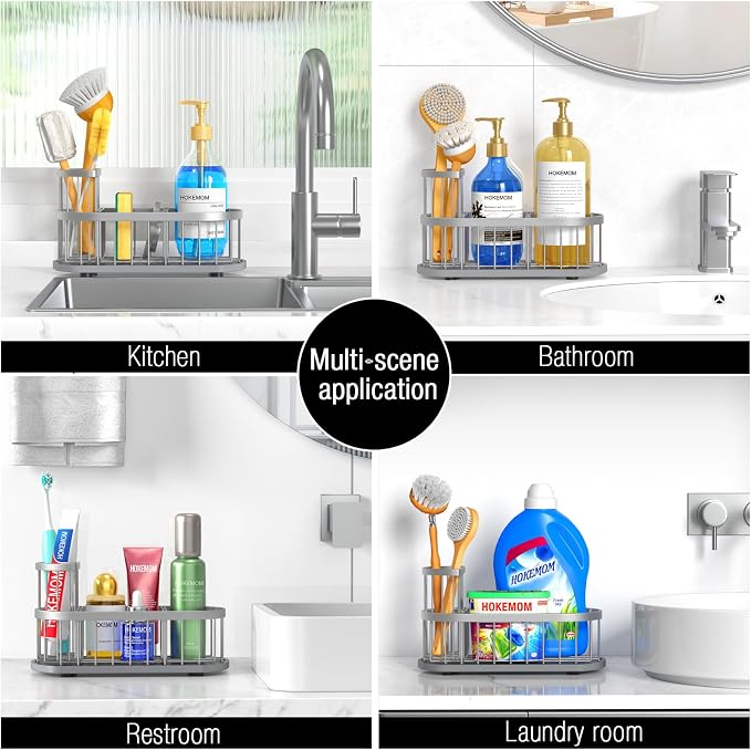 Kitchen Sink Organizer with Sponge Holder & Brush Holder - Image 6