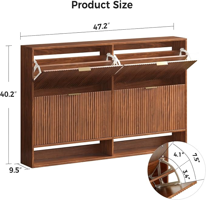 Hootata 47.2''W Walnut Shoe Storage Cabinet - Image 2