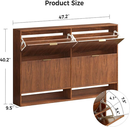 Hootata 47.2''W Walnut Shoe Storage Cabinet - Image 2