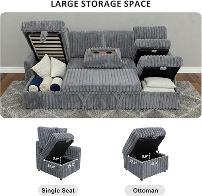 104" U Shaped Sleeper Sofa Bed, Sectional Couches - Image 5