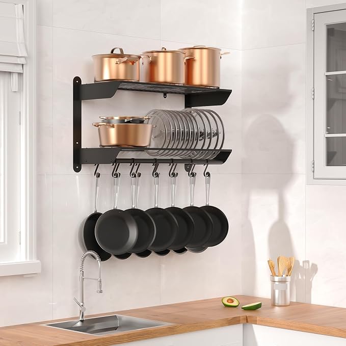 Taozun Pot Rack Wall Mounted 30 Inch, 2-Tier Heavy Duty Pot and Pan Hanging - Image 8