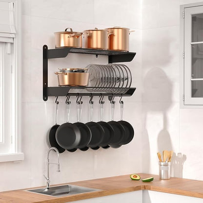 Taozun Pot Rack Wall Mounted 30 Inch, 2-Tier Heavy Duty Pot and Pan Hanging - Image 8