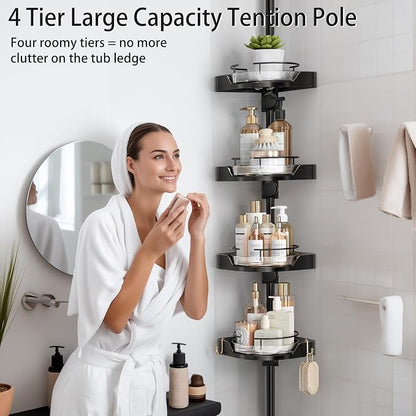 shuang qing 360° Rotating Corner Shower Caddy Tension Pole Organizer - Image 6