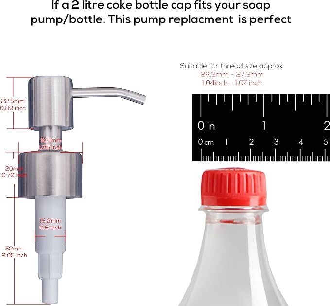 Stainless Steel Soap & Lotion Dispenser Pumps, Brushed Nickel Replacement - Image 2