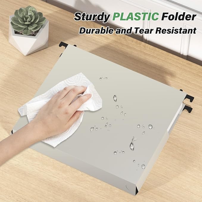 Ansook Extra Capacity Plastic Hanging File Folders Letter Size, Heavy Duty 2" - Image 2
