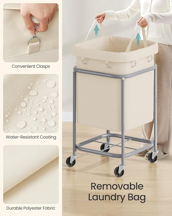 SONGMICS Laundry Basket, Rolling Steel Frame - Image 7