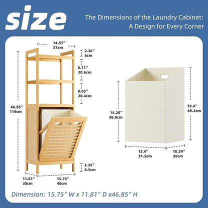 HITNET Tilt Out Laundry Hamper, Bamboo Laundry Basket - Image 3