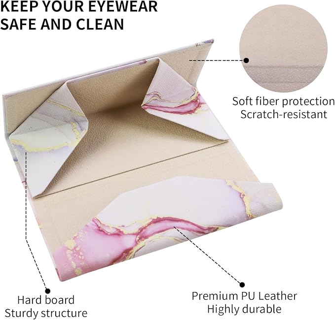 Foldable Glasses Case, Magnetic PU Leahter Sunglasses Case, Cute Hard Shell - Image 4
