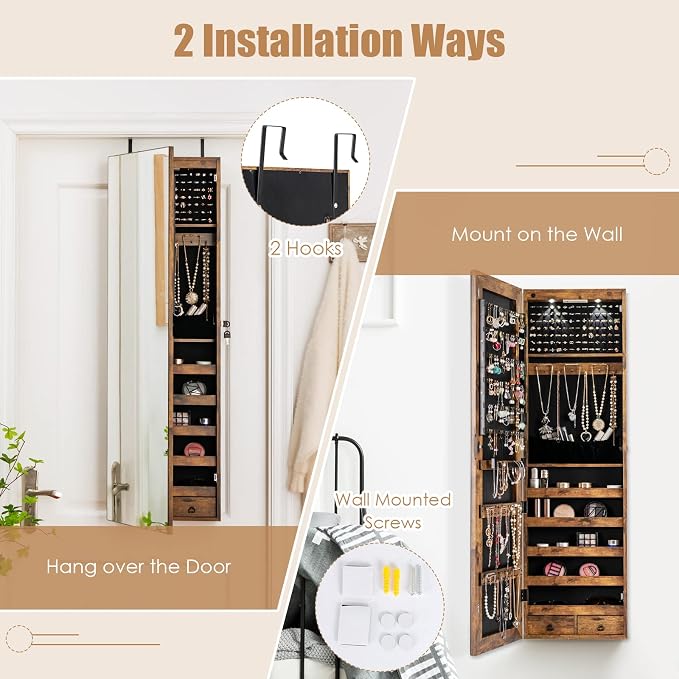 Giantex Wall Door Mounted Jewelry Armoire Cabinet - Image 5
