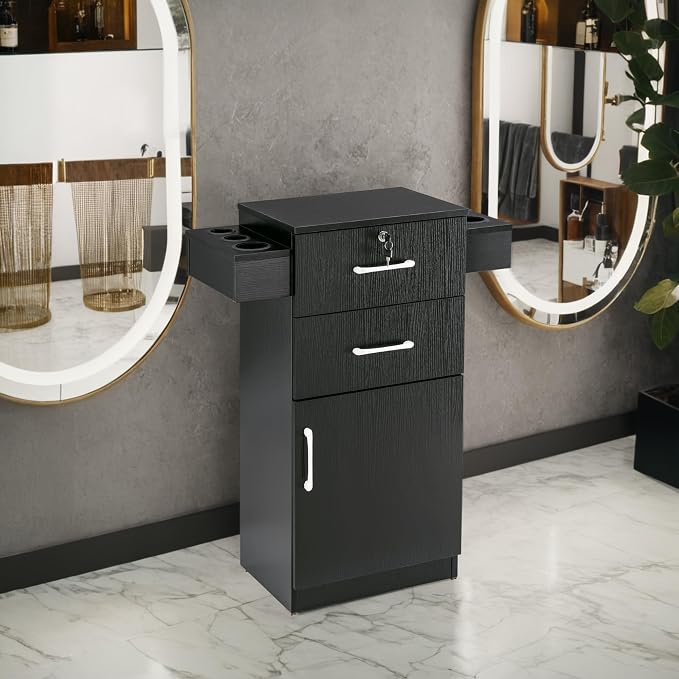 BarberPub 38"x18"x14" Locking Beauty Salon Storage Cabinet, Barber Styling - Image 2