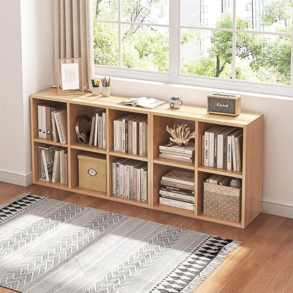NELYE 6 Cube Organizer Bookcase Oak Open Shelf | Suitable - Image 7