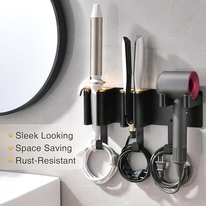 Hair Dryer Holder Wall Mount, Curling Iron Holder, 3 in 1 Hair Tool Organizer - Image 5