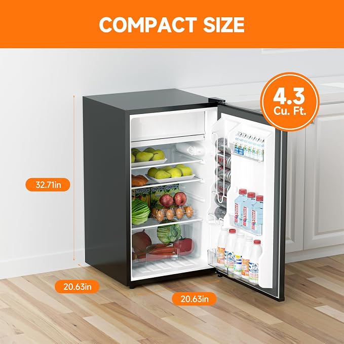 4.3 Cu.Ft Mini Fridge with Freezer, Single Door Refrigerator With 7 Settings - Image 2